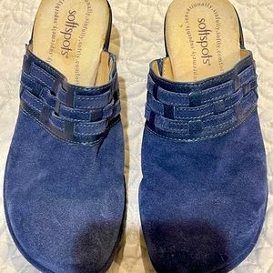 Softspots blue leather mules. Size 6.